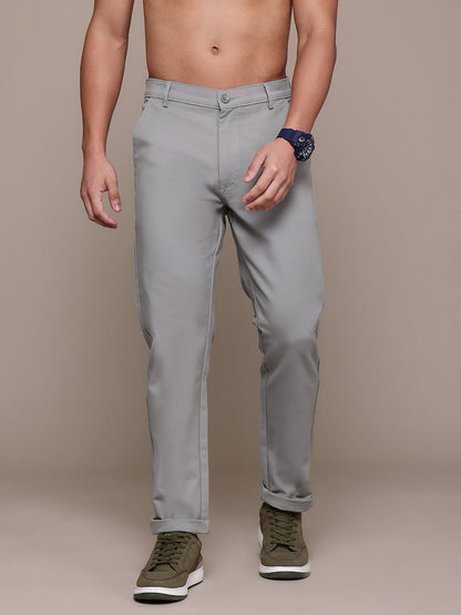 Men Grey Relaxed Fit Trousers