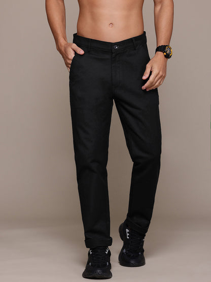 Men Black Relaxed Fit Trousers