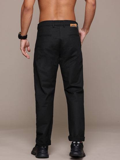 Men Black Relaxed Fit Trousers