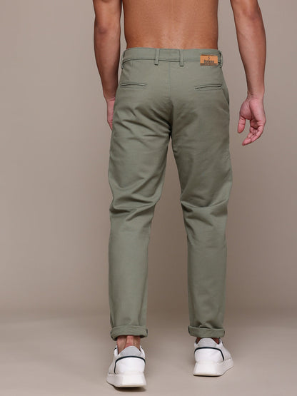 Men Olive Relaxed Fit Trousers