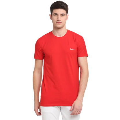 Men Red Solid Slim Fit T-shirt