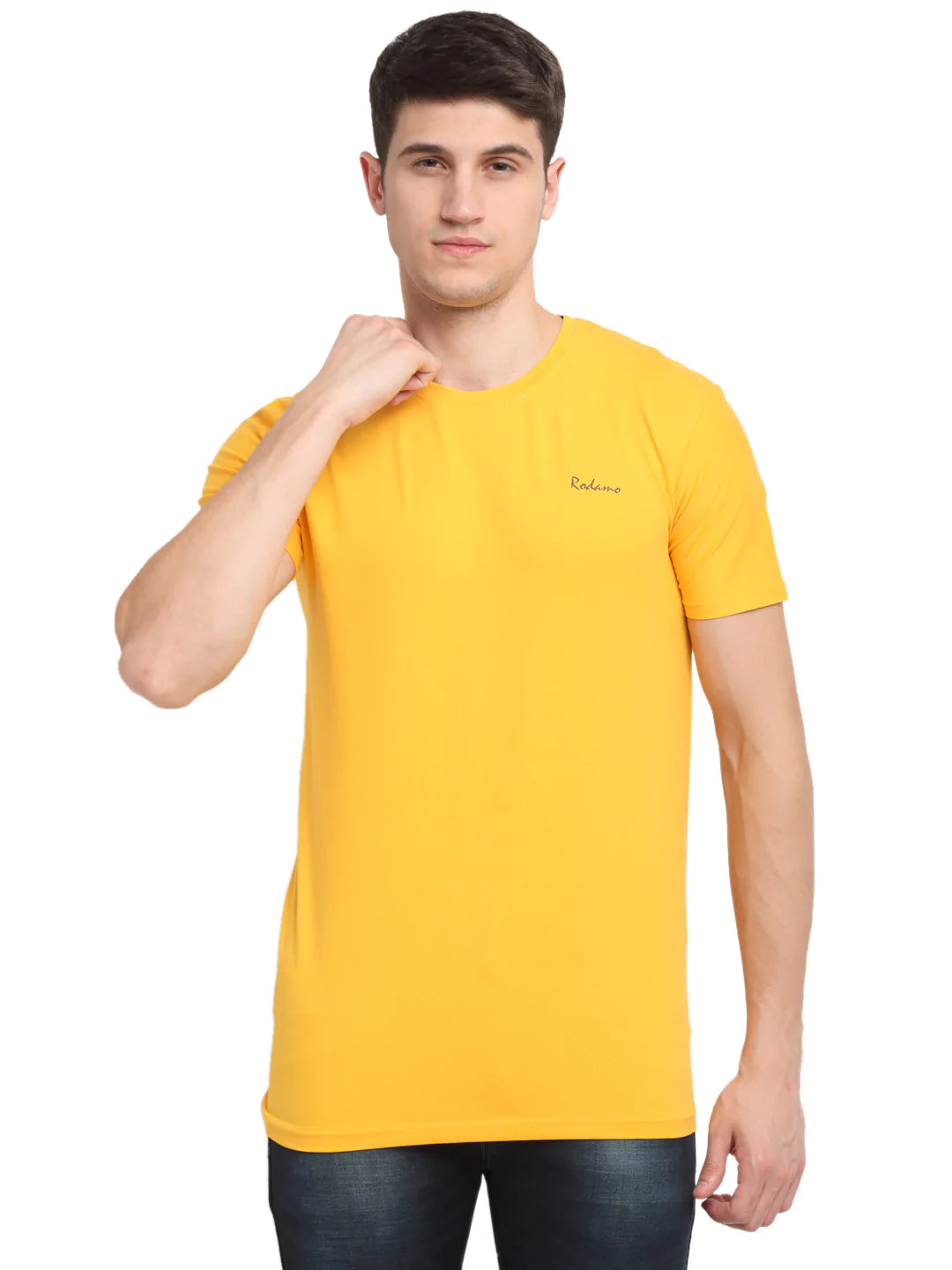 Men Mustard Yellow Slim Fit T-shirt