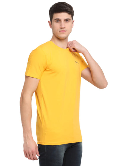 Men Mustard Yellow Slim Fit T-shirt