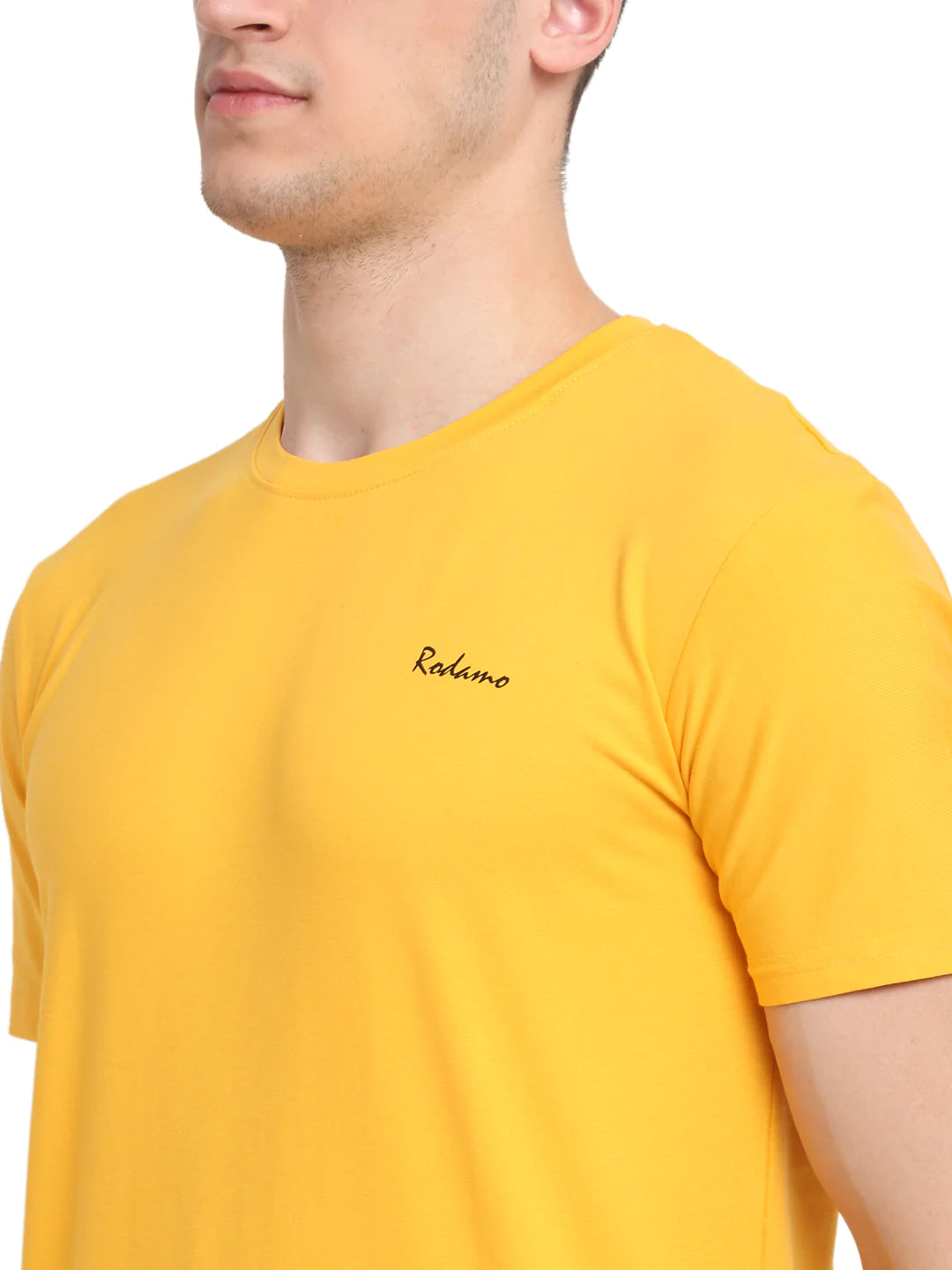 Men Mustard Yellow Slim Fit T-shirt