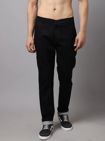 Men Black Slim Fit Chinos Trousers