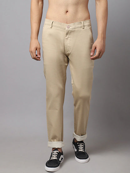 Men Beige Slim Fit Chinos Trouser