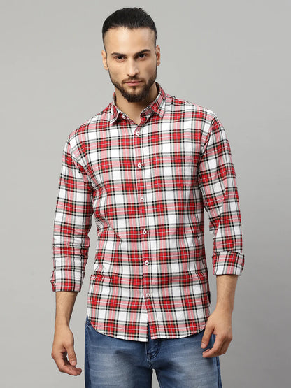 Men Multicoloured Slim Fit Tartan Checks Checked Casual Shirt