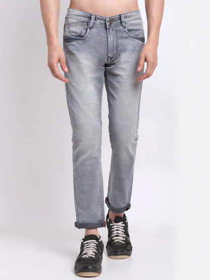 Men Grey Slim Fit Heavy Fade Stretchable Jeans