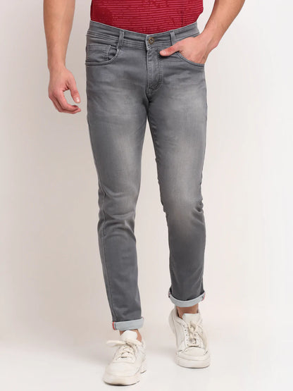 Men Grey Slim Fit Heavy Fade Stretchable Jeans