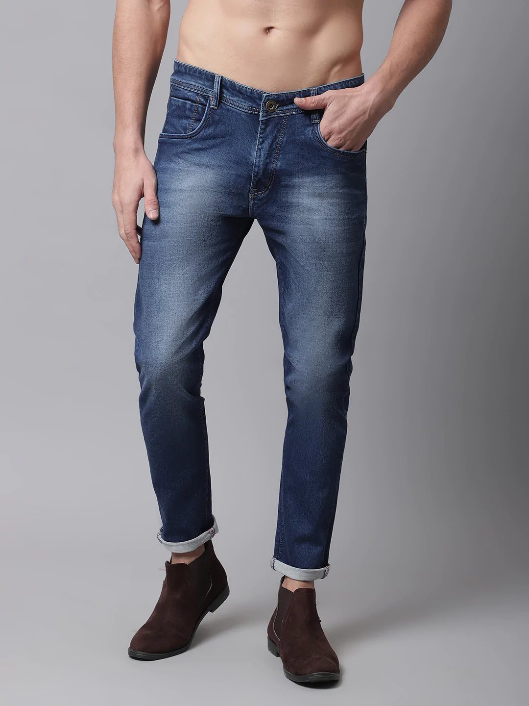 Men Blue Slim Fit Light Fade Stretchable Jeans