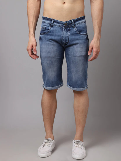 Men Blue Slim Fit Denim Shorts