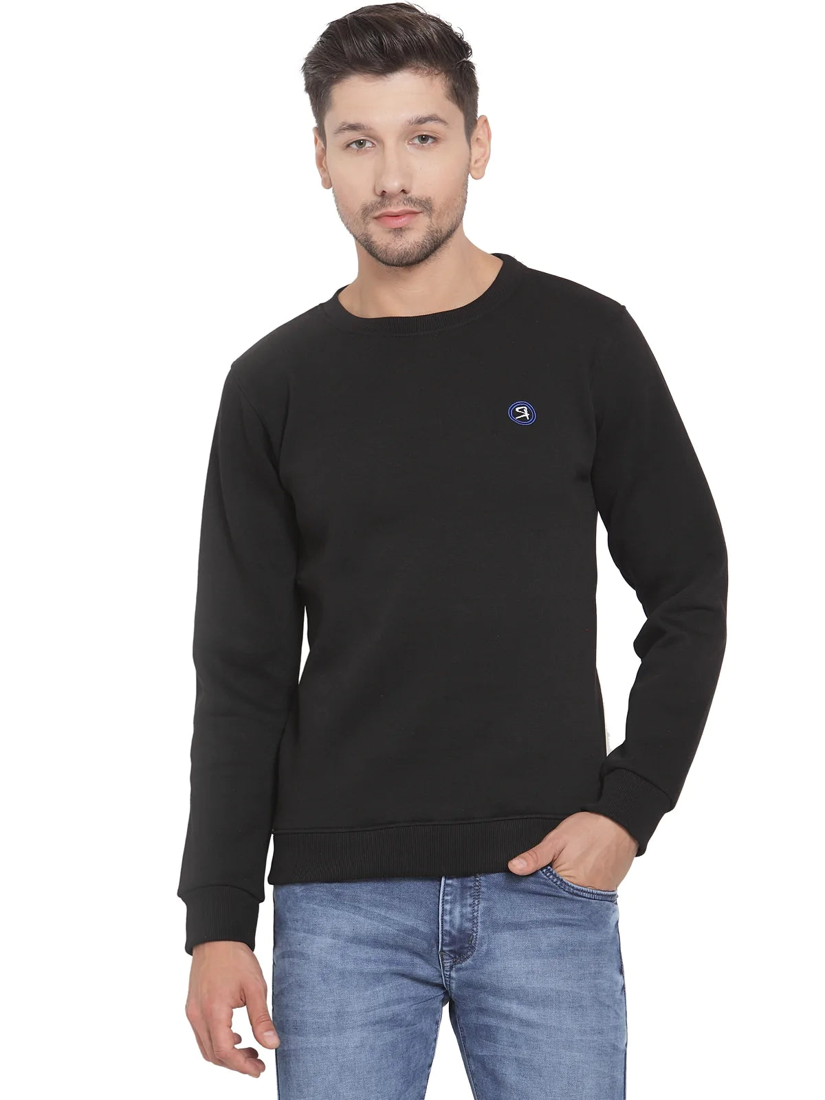 Men Black Slim Fit Sweatshirts