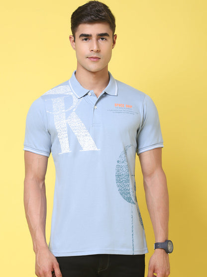 Abstract Printed Polo Collar Slim Fit T-shirt