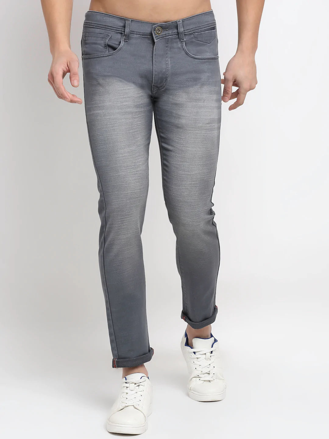 Men Grey Slim Fit Heavy Fade Stretchable Jeans