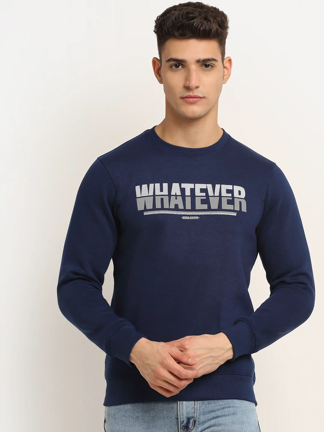 Men Navy Blue Printed Sweatshirt