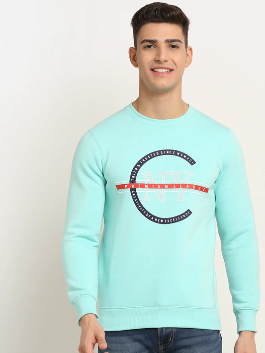 Men Blue Printed Sweatshirt