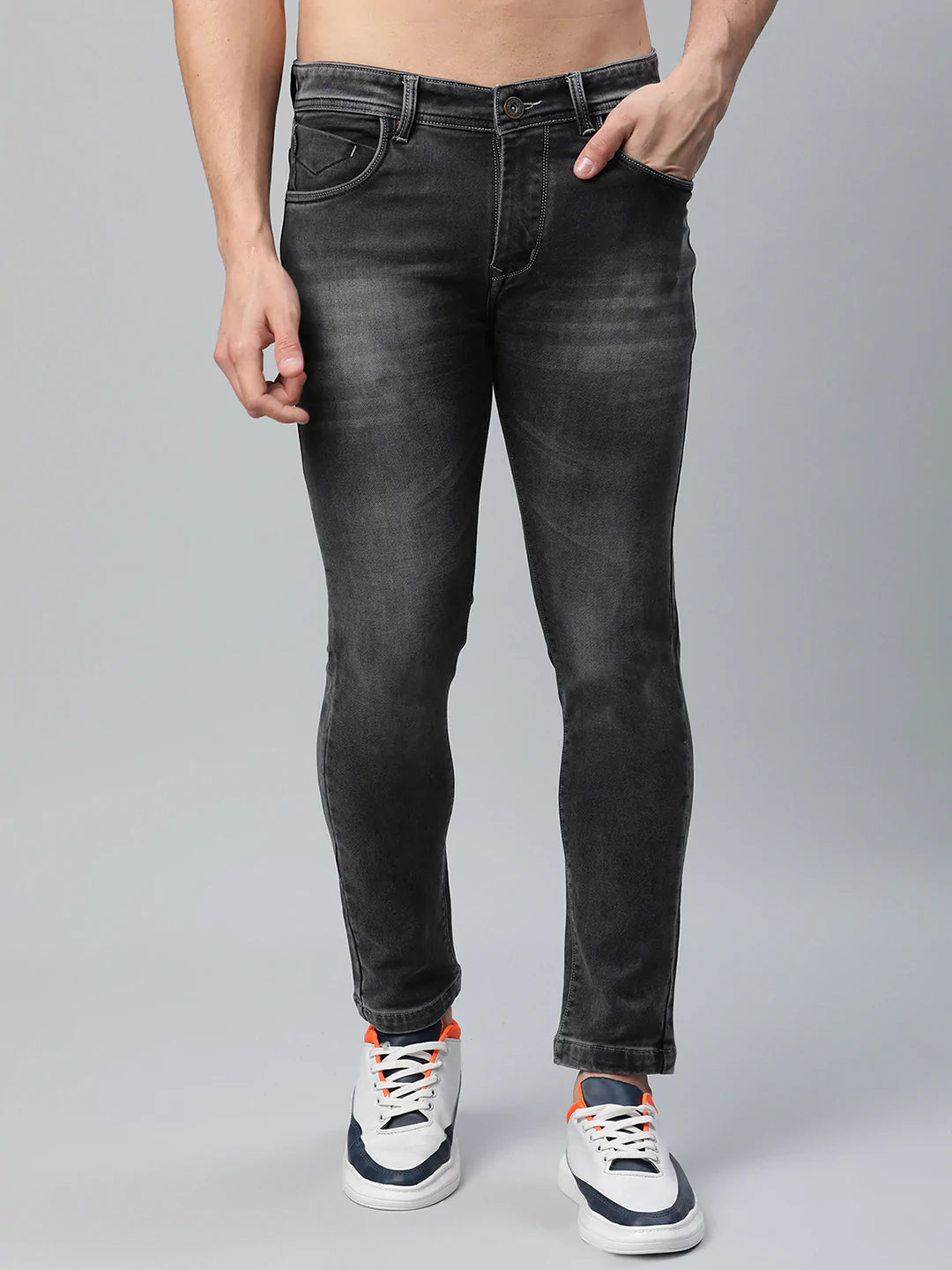 Men Grey Slim Fit Mid-Rise Stretchable Jeans