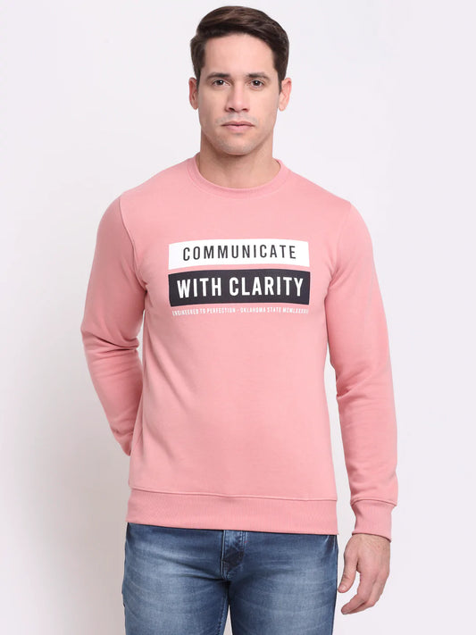 Men Pink Printed Sweatshirt