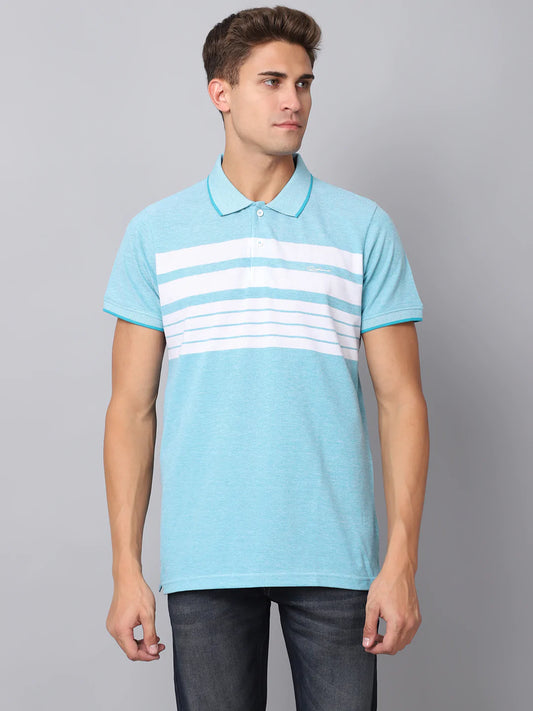 Men Multicoloured  tumbleweed Striped Polo Collar Slim Fit T-shirt