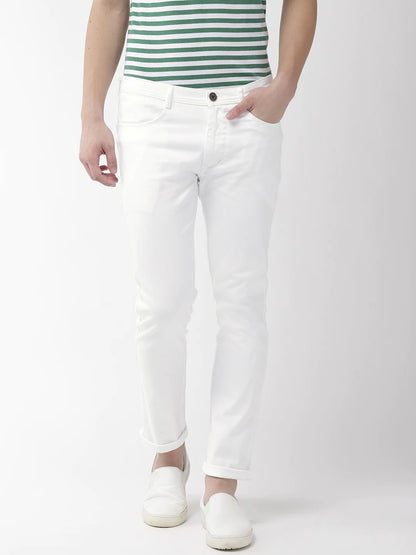 Men White Slim Fit Denims