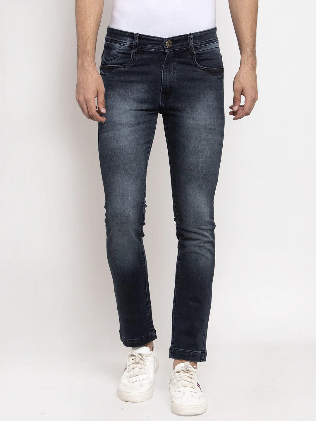 Men Blue Slim Fit Mid-Rise Clean Look Stretchable Jeans