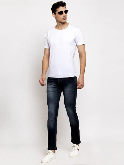 Men Blue Slim Fit Mid-Rise Clean Look Stretchable Jeans