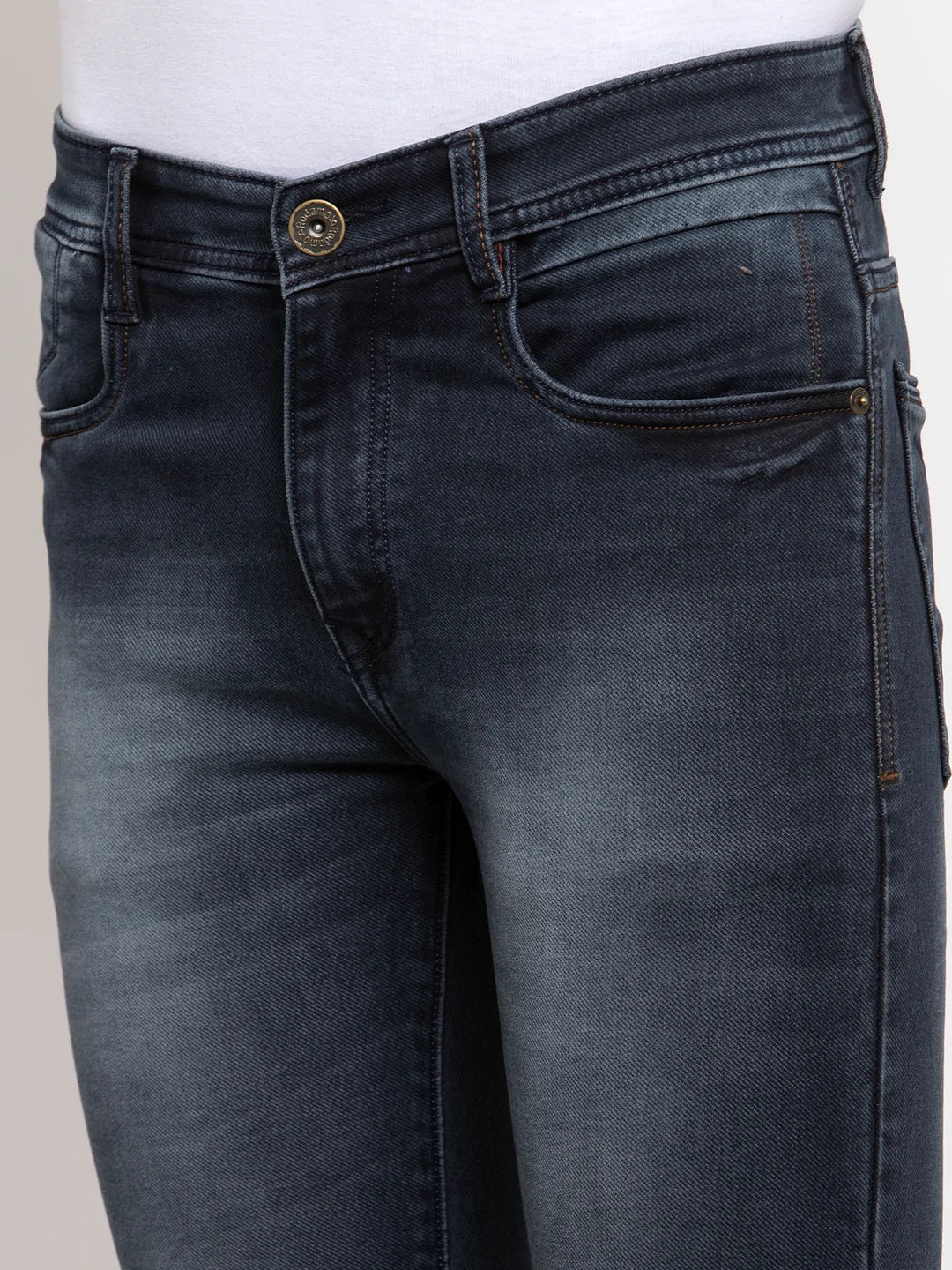 Men Blue Slim Fit Mid-Rise Clean Look Stretchable Jeans