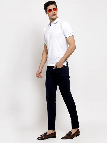 Men Navy Blue Slim Fit Mid-Rise Clean Look Stretchable Jeans
