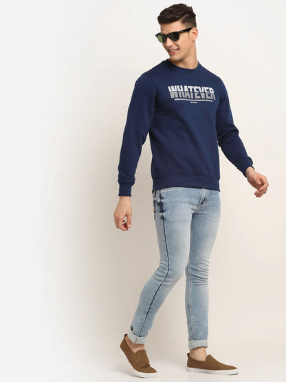 Men Navy Blue Printed Sweatshirt