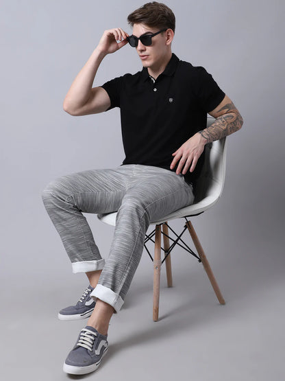 Men Grey Slim Fit Trousers