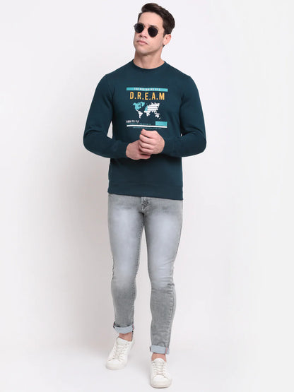 Men Green  Blue Printed Sweatshirt