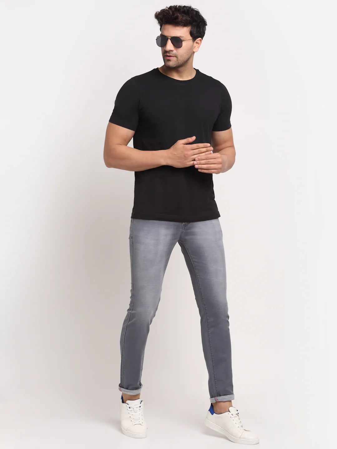 Men Grey Slim Fit Heavy Fade Stretchable Jeans
