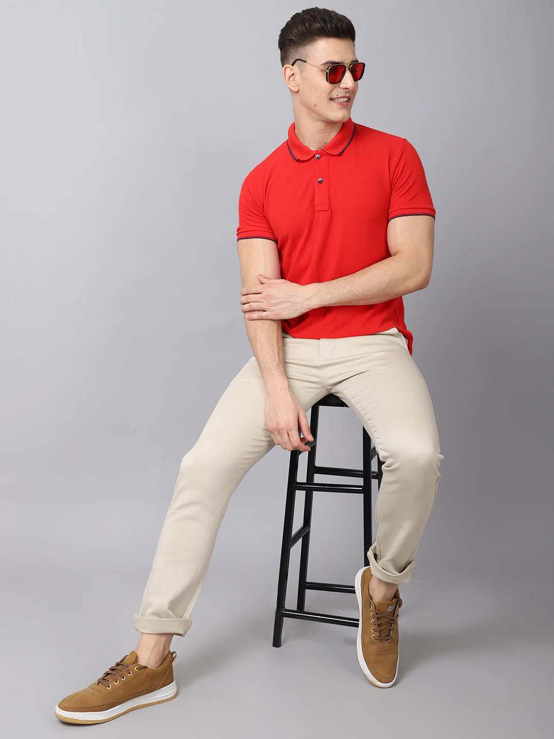 Men Beige Slim Fit Trousers