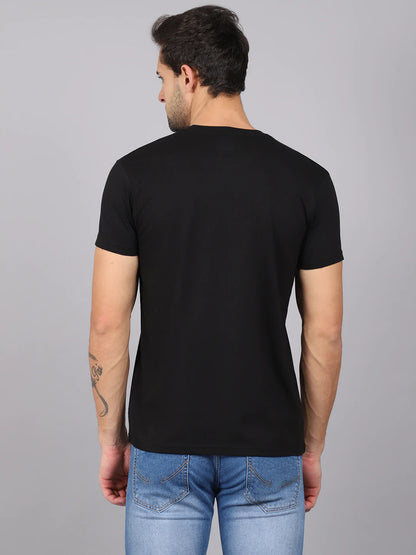 Men Black Printed Slim Fit T-shirt