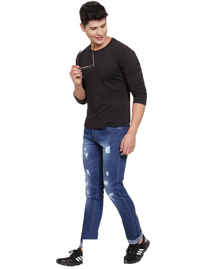 Men Blue Slim Fit Distressed Denims