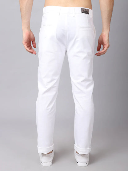 Men White Slim Fit Trousers