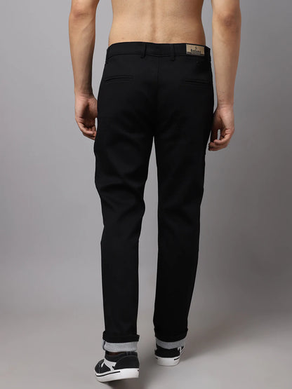 Men Black Slim Fit Chinos Trousers