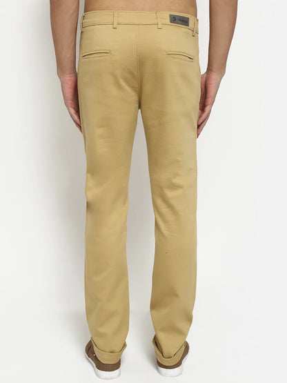 Men Khaki Brown Slim Fit Chinos Trousers