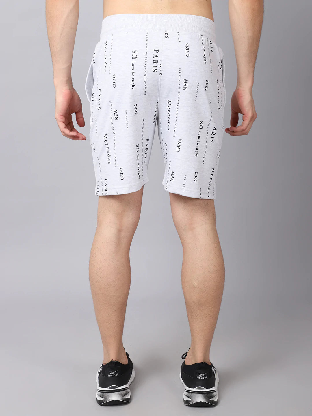 Men Grey Printed Slim Fit Shorts