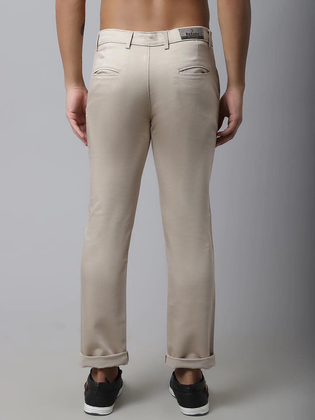 Men Beige Slim Fit Casual Trouser