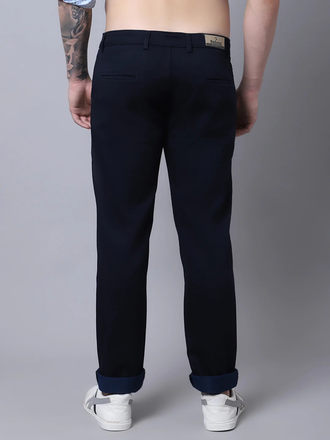 Men Navy Blue Slim Fit Trousers