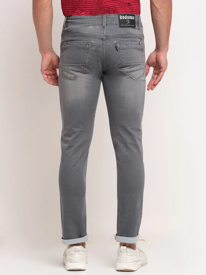 Men Grey Slim Fit Heavy Fade Stretchable Jeans