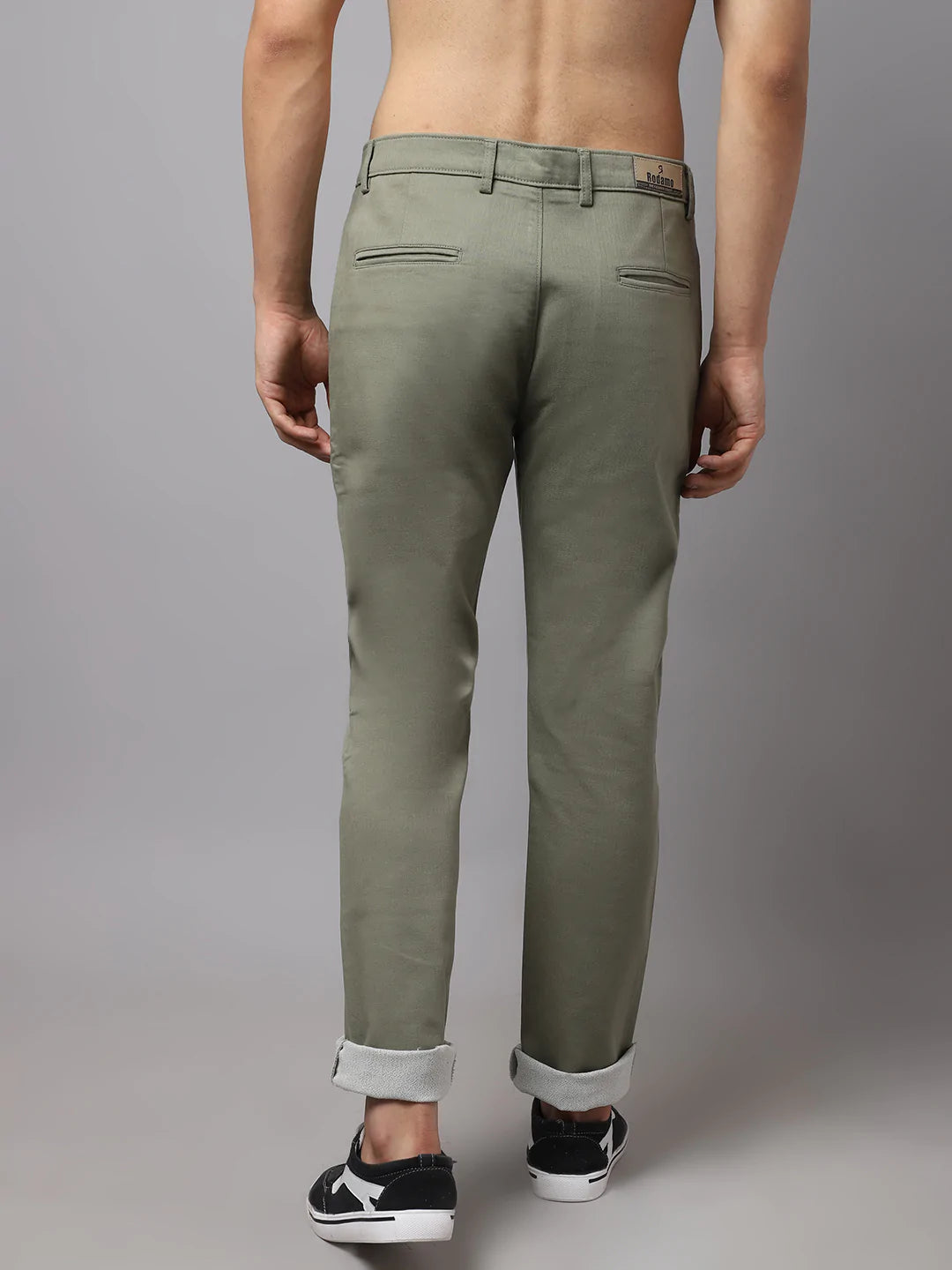 Men Olive Green Slim Fit Chinos Trousers