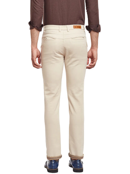 Men Cream Slim Fit Trousers