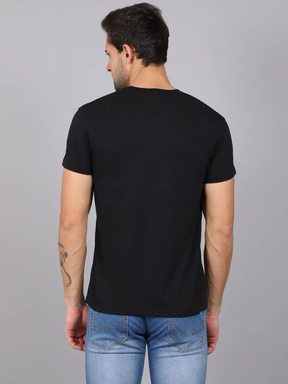 Men Black Typography Printed Slim Fit T-shirt