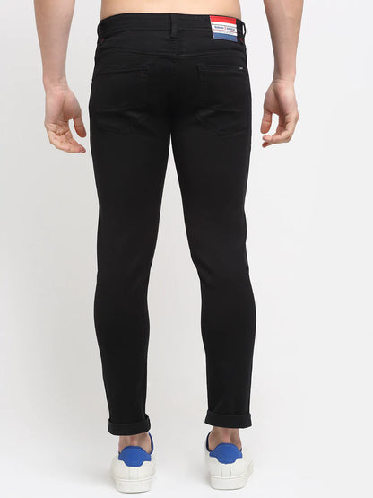 Men Black Solid Slim Fit Stretchable Jeans