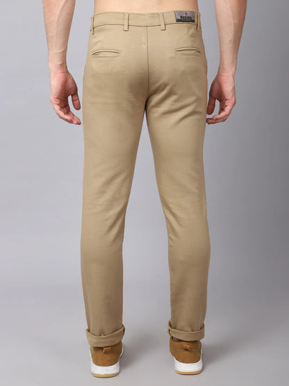 Men Khaki Slim Fit Trousers