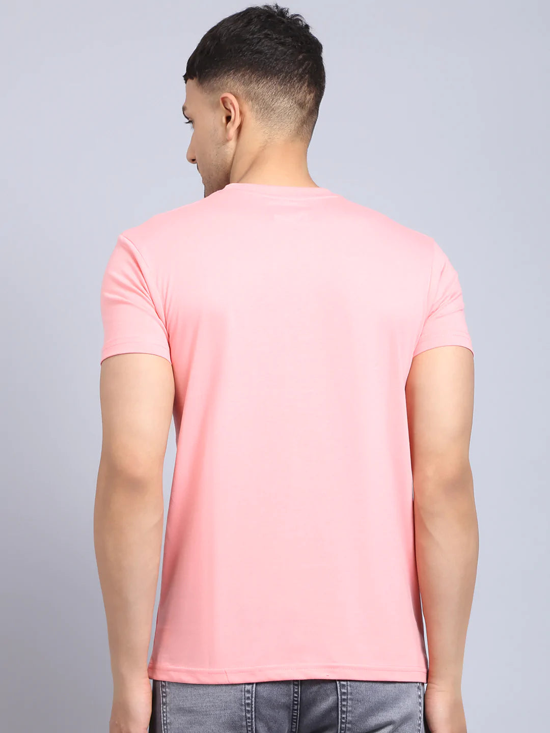 Men Pink Printed Slim Fit T-shirt