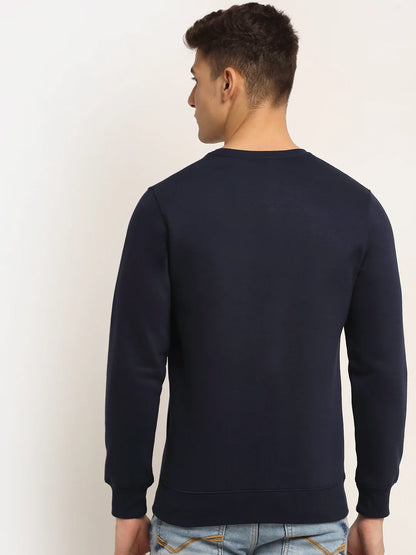 Men Navy Blue Printed Sweatshirt