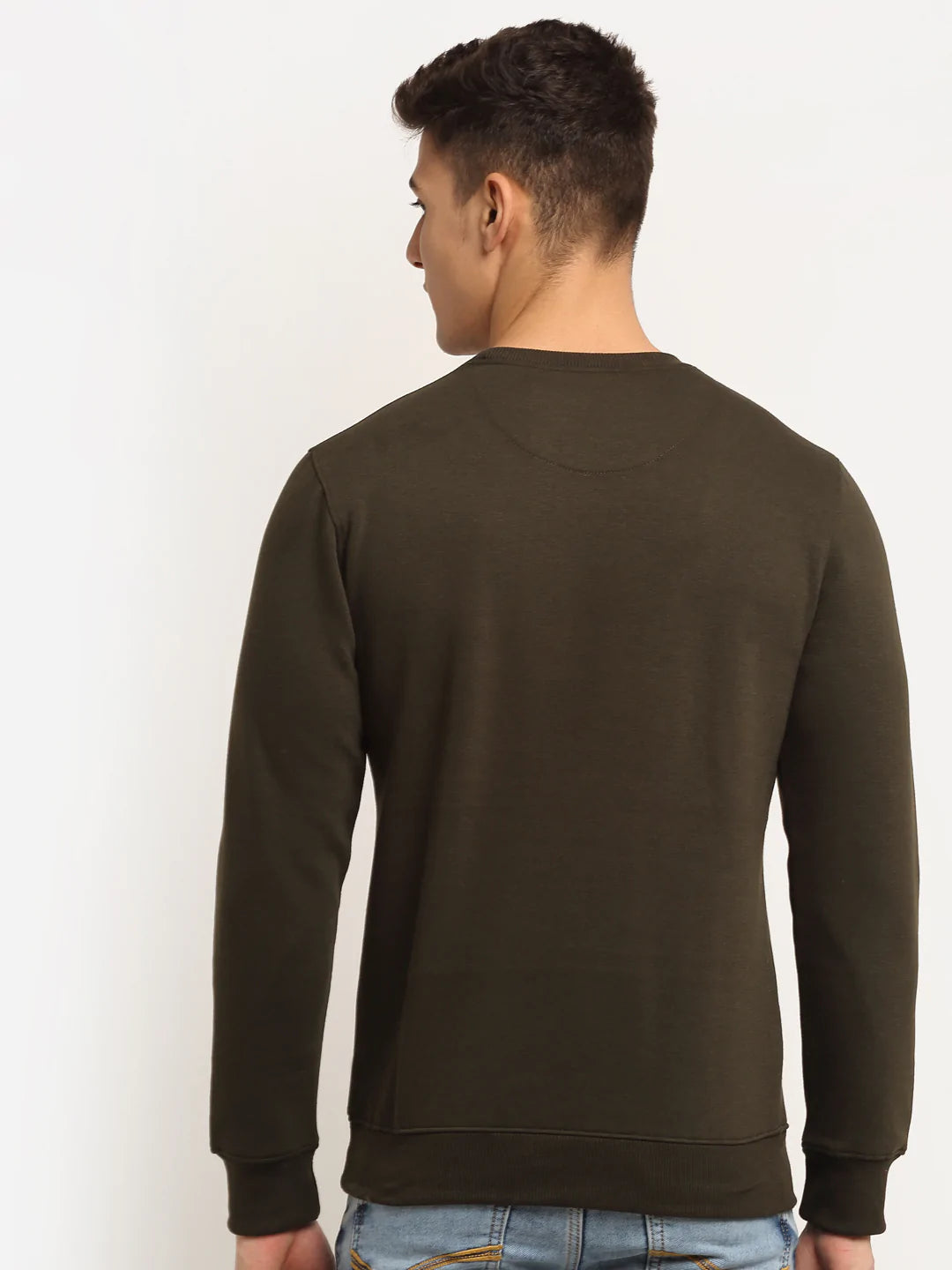 Men Olive Green Printed Sweatshirt